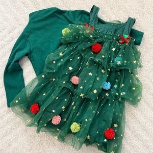 Toddler Girl Gree Tulle Layered Christmas Tree Dress - Size 3T